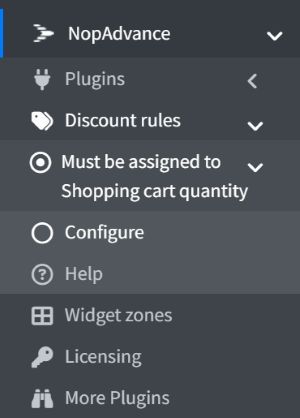 on shopping cart quantity navigation menu
